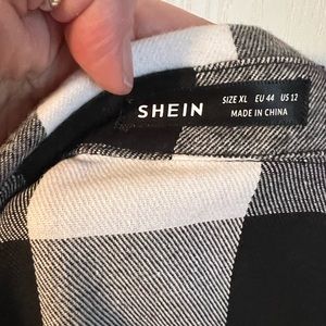 Shein XL black and white plaid long shirt